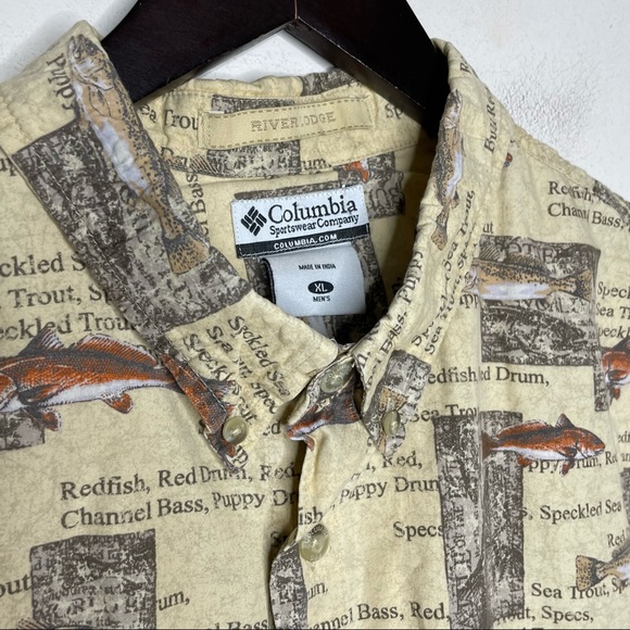 Columbia River Lodge Mens Size XL Button Front Fishing Shirt Vacation - Picture 4 of 8